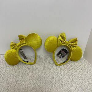 Sparkling Member Womens Yellow Quilted Minnie Ears Headband with Bow Set of 2